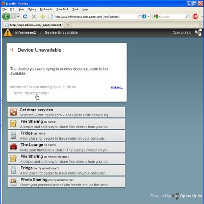 Opera Unite Computer Names Enumeration