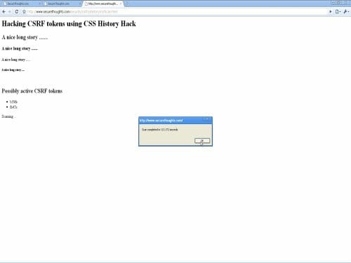 hacking csrf tokens using css history hack